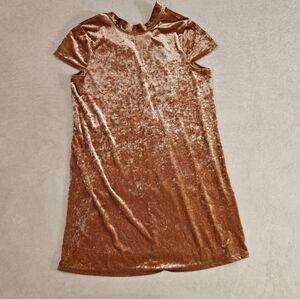 Madewell Crushed Velvet Mock Neck Mini Shift Dress Afterglow Pink Orange Medium